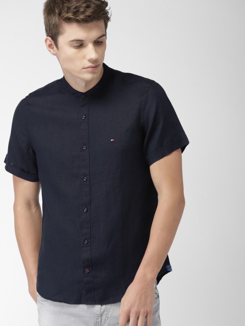 

Tommy Hilfiger Men Navy Blue Slim Fit Solid Casual Shirt