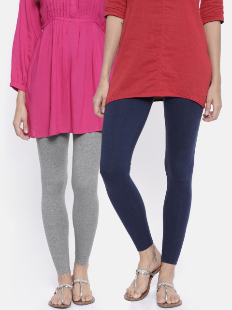 

Bitz Pack of 2 Women Ankle Length Leggings, Navy blue