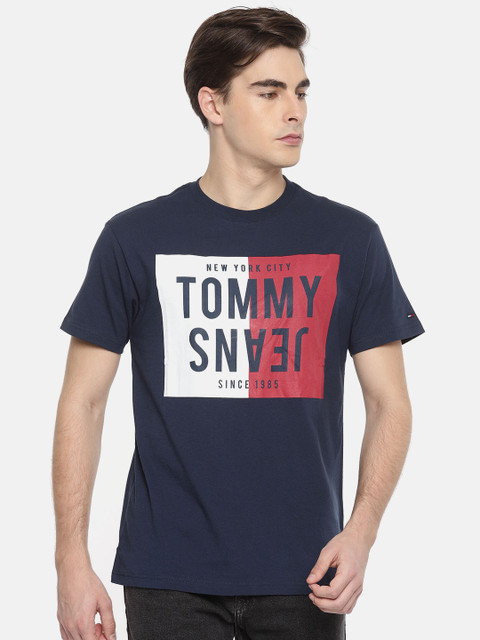 

Tommy Hilfiger Men Blue Printed Round Neck T-shirt