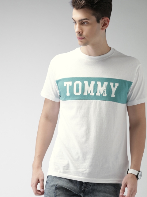 

Tommy Hilfiger Men White & Green Printed Round Neck T-shirt