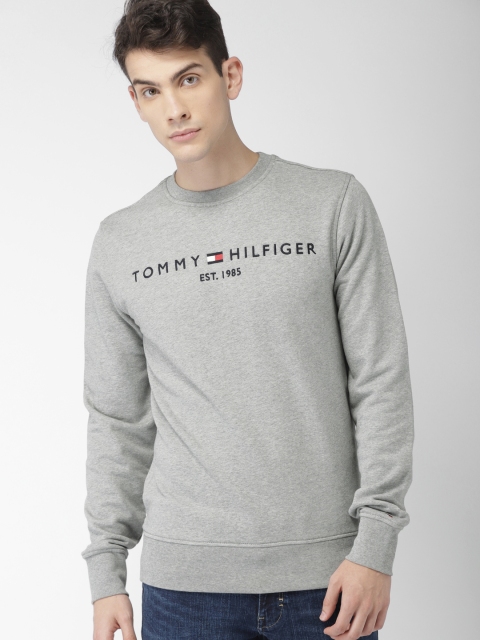 

Tommy Hilfiger Men Grey Melange Self Design Sweatshirt