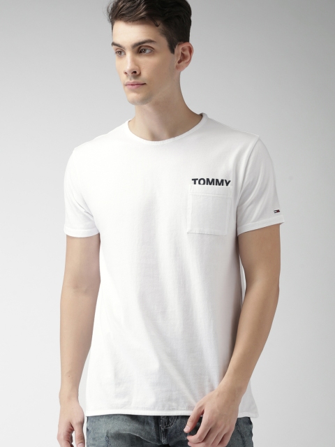 

Tommy Hilfiger Men White Solid Round Neck T-shirt