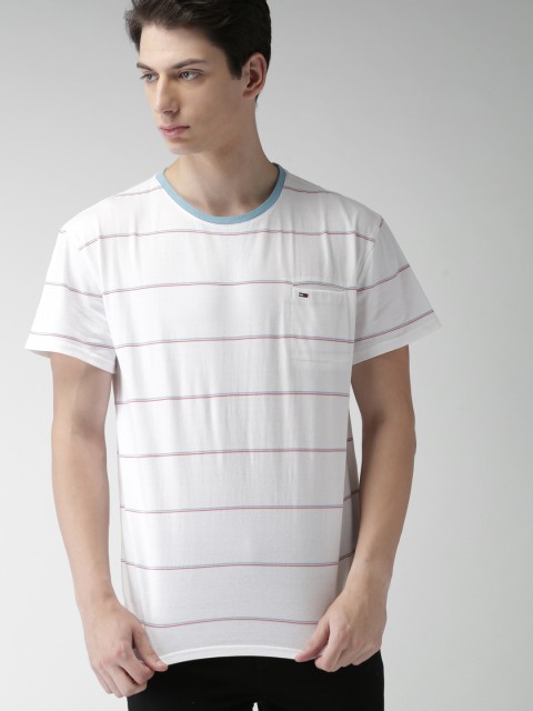 

Tommy Hilfiger Men White Striped Round Neck T-shirt