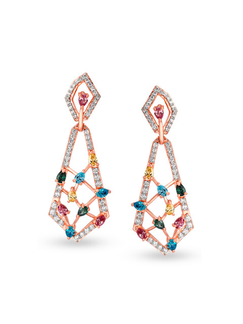 

Mia by Tanishq Women 14KT Rose Gold Cubic Zirconia Drop Earrings