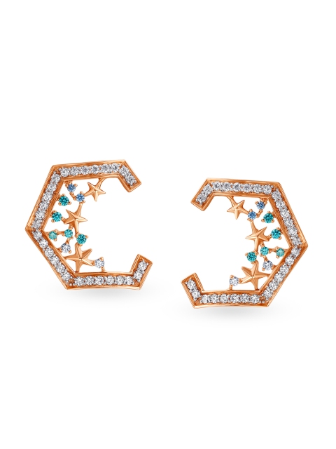 

Mia by Tanishq 14-Karat Rose Gold Cubic Zirconia Stud Earrings