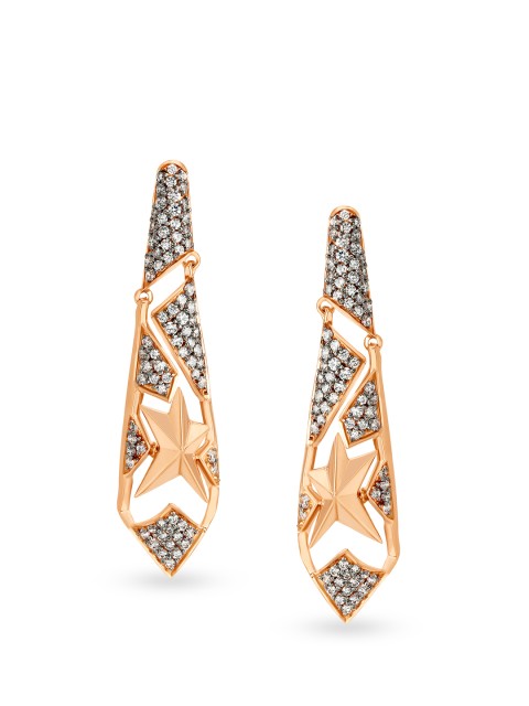 

Mia by Tanishq 14KT Rose Gold Cubic Zirconia Drop Earrings