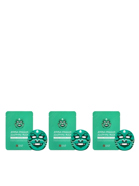 

SNP Unisex Pack of 3 Animal Dragon Soothing Face Masks, Green