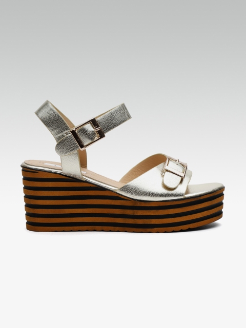 

ELLE Women Gold-Toned Solid Wedges