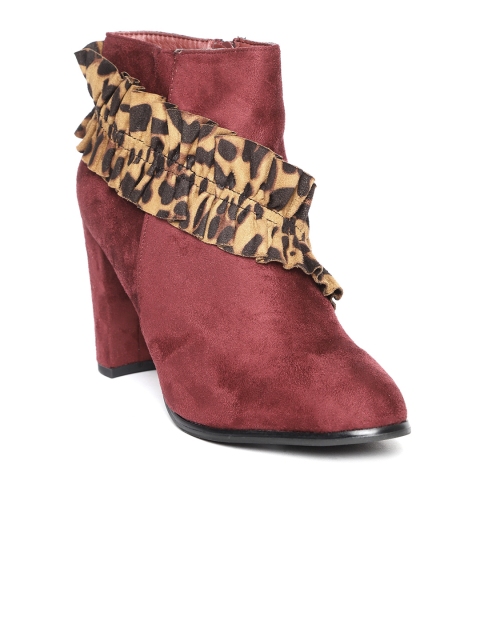 

ELLE Women Maroon Solid Heeled Boots