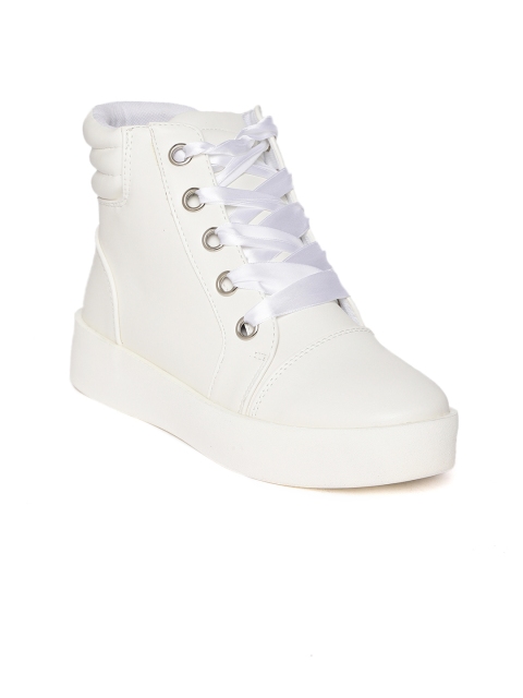 

ELLE Women White Solid Mid-Top Sneakers