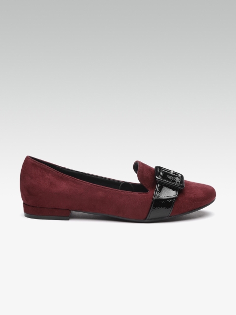 

ELLE Women Maroon& Black Solid Ballerinas