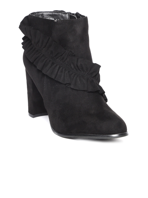 

ELLE Women Black Solid Mid-Top Heeled Boots