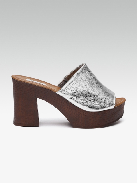 

ELLE Women Silver-Toned Solid Heels