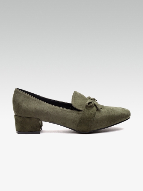 

ELLE Women Olive Green Solid Pumps
