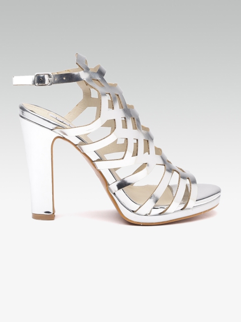 

Elle Women Silver-Toned Solid Block Heels
