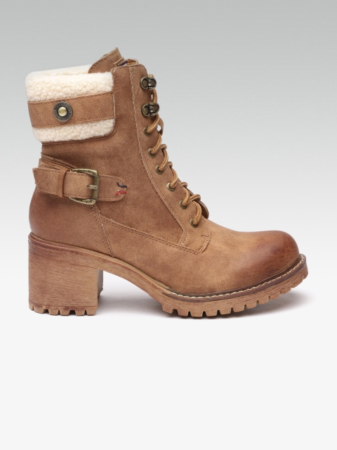 

Elle Women Brown Solid Heeled Boots