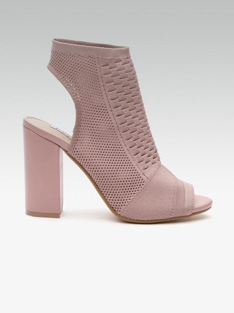 

ELLE Women Dusty Pink Woven Design Block Heels