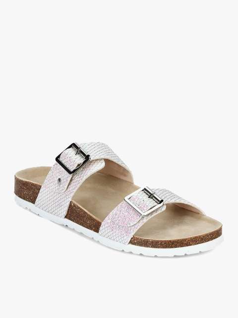 

Dune London Women White Textured Open Toe Flats