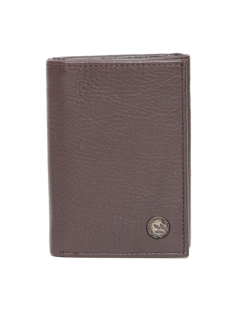 

Woodland Men Coffee Brown Leather Solid Three Fold Wallet