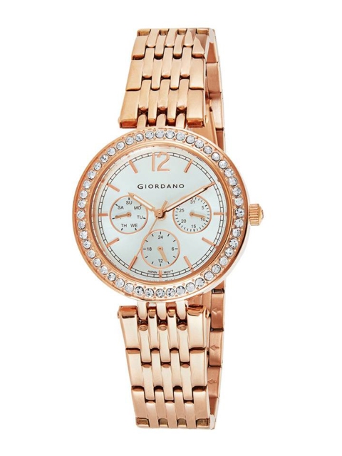

GIORDANO Women White & Rose Gold Multifunctional Watch 2906-33