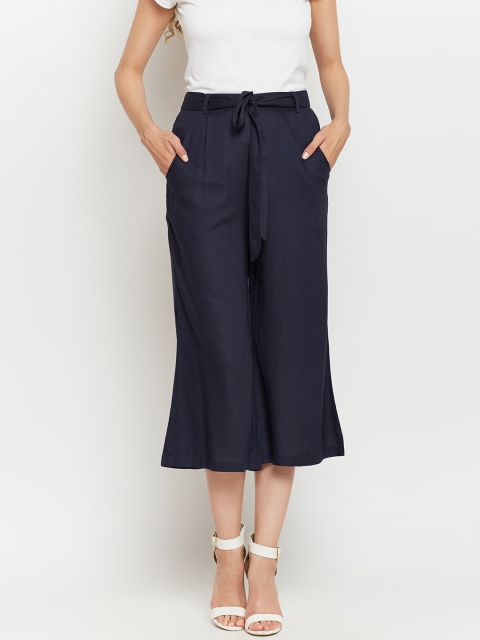 

WISSTLER Women Navy Blue Flared Solid Culottes