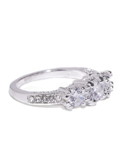 

OOMPH Silver-Plated CZ Stone-Studded Ring