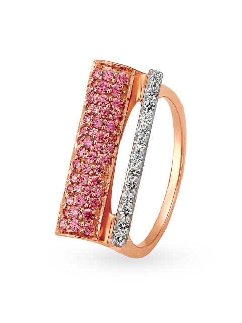 

Mia by Tanishq Women 14-Karat Rose Gold Cubic Zirconia Finger Ring