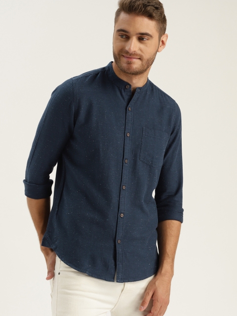 

Sztori Plus Size Men Navy Blue Solid Casual Shirt