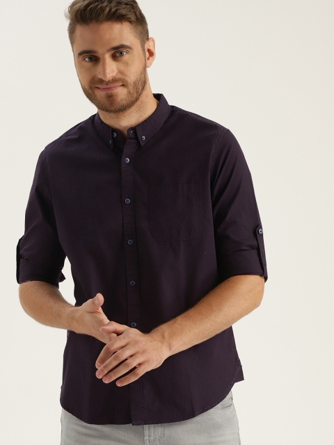 

Sztori Plus Size Men Purple Solid Casual Shirt
