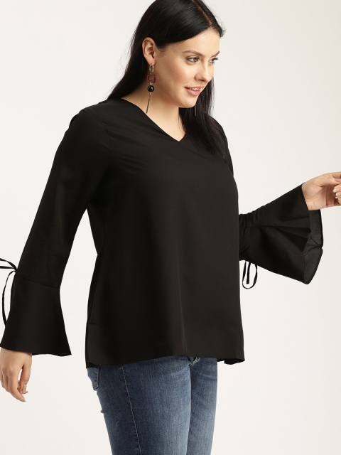 

Sztori Plus Size Women Black Solid Top
