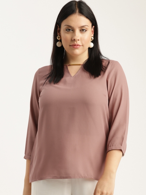 

Sztori Plus Size Women Peach-Coloured Solid Top