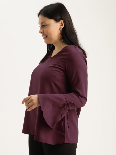 

Sztori Plus Size Women Burgundy Solid Top