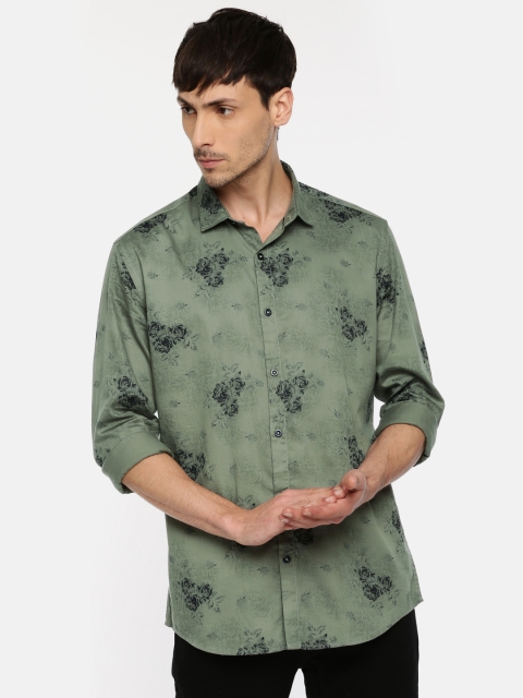 

Independence Club Men Olive Green & Black Slim Fit Printed Casual Shirt