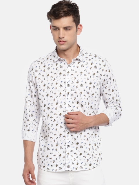 

Independence Club Men White Slim Fit Printed Casual Shirt