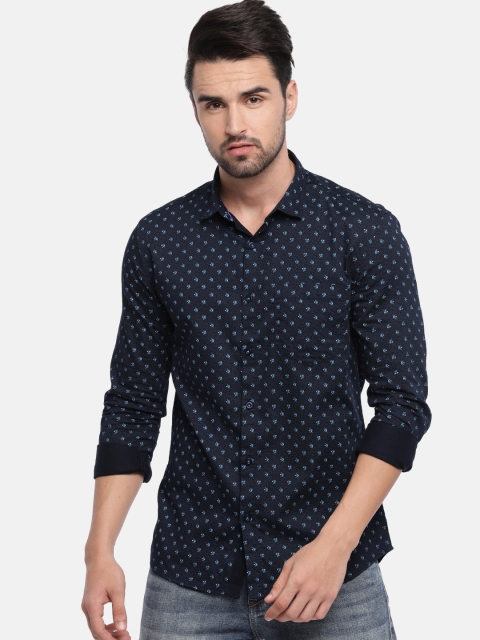 

Independence Club Men Navy Blue Slim Fit Printed Casual Shirt