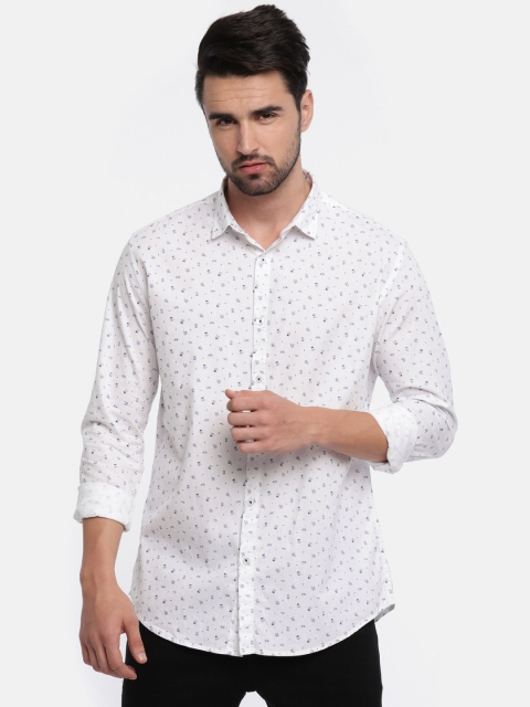 

Independence Club Men White Slim Fit Printed Casual Shirt