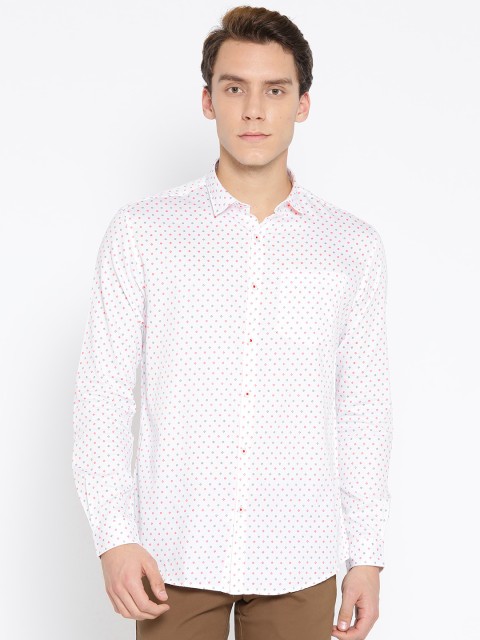 

Independence Club Men White Slim Fit Printed Casual Shirt