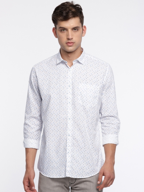 

Independence Club Men White Slim Fit Printed Casual Shirt