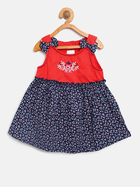 

Nauti Nati Girls Red & Navy Blue Printed A-Line Dress