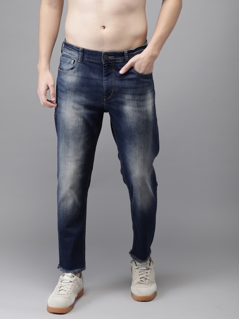 

HERE&NOW Men Blue Slim Fit Mid-Rise Clean Look Stretchable Cropped Jeans