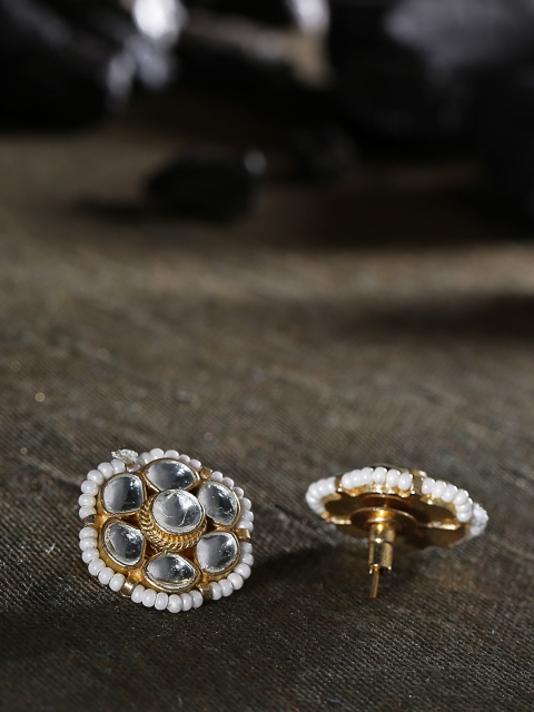 

Melani Borsa Off-White 18K Gold-Plated Kundan Floral Studs