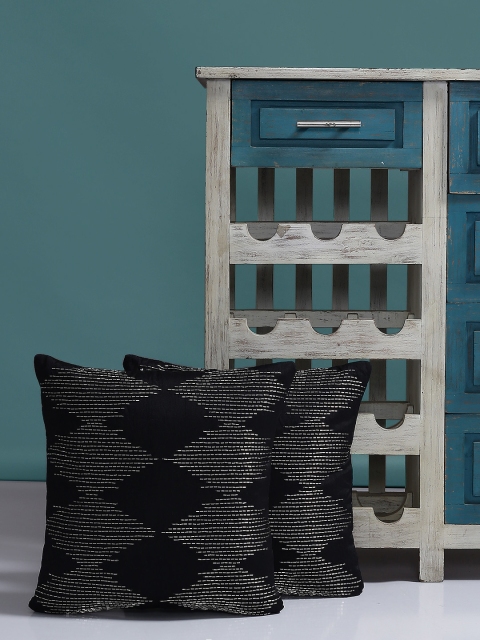 

Alina decor 40.6 cm x 40.6 cm Set of 2 Cushion Covers, Black