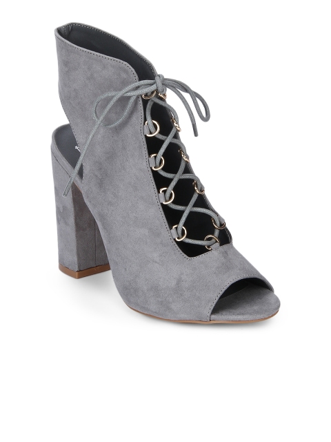 

Truffle Collection Grey Peep Toe Lace Block Heels