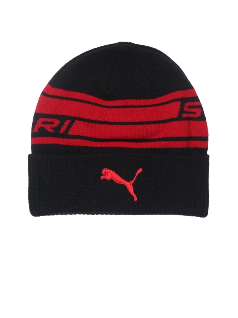 

Puma Unisex Black & Red Self Design Beanie