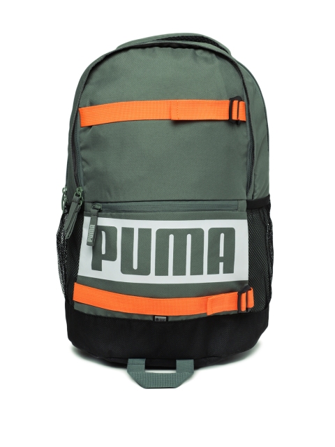 

Puma Unisex Olive Green Brand Logo Print Deck Backpack