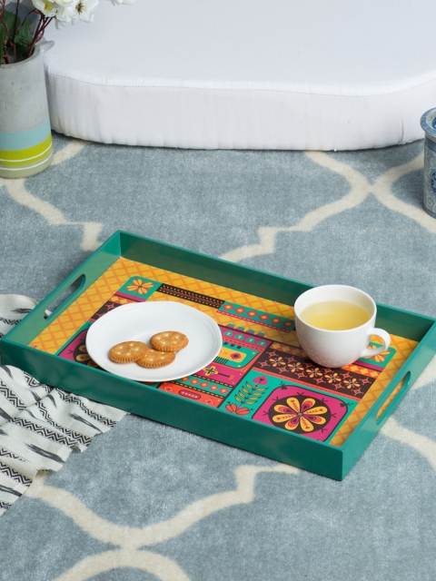 

Chumbak Teal Blue Printed Boombox Rectangular Tray