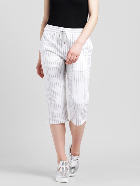 

Texco Women White & Black Smart Regular Fit Striped Culottes