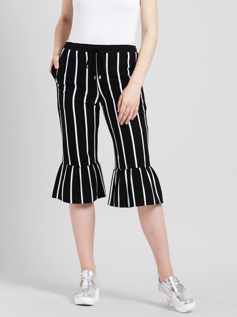 

Texco Women Black and white Cotton jersey Calf Length Culottes