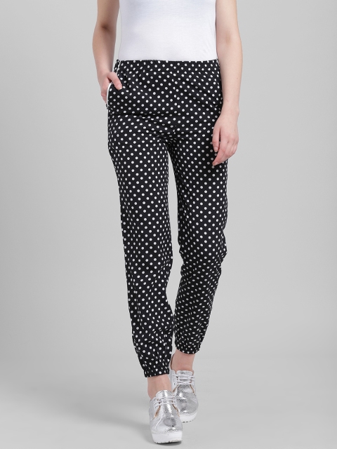 

Texco Women Black & White Smart Regular Fit Printed Joggers