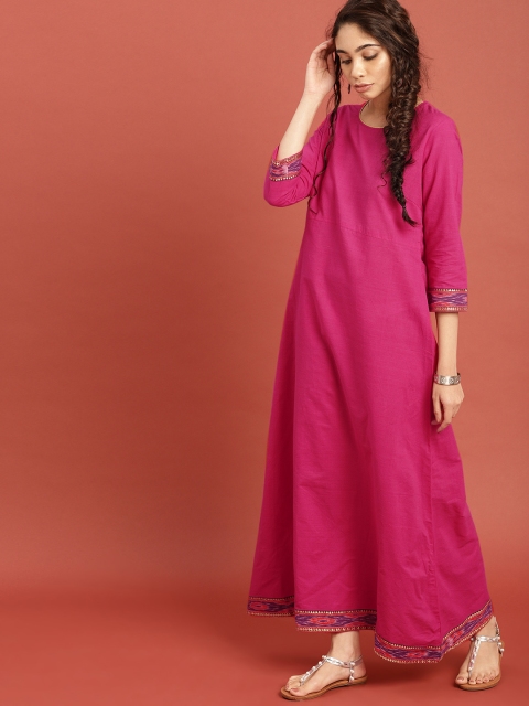 

Taavi Women Pink South Cotton Woven Legacy Ethnic Maxi Dress